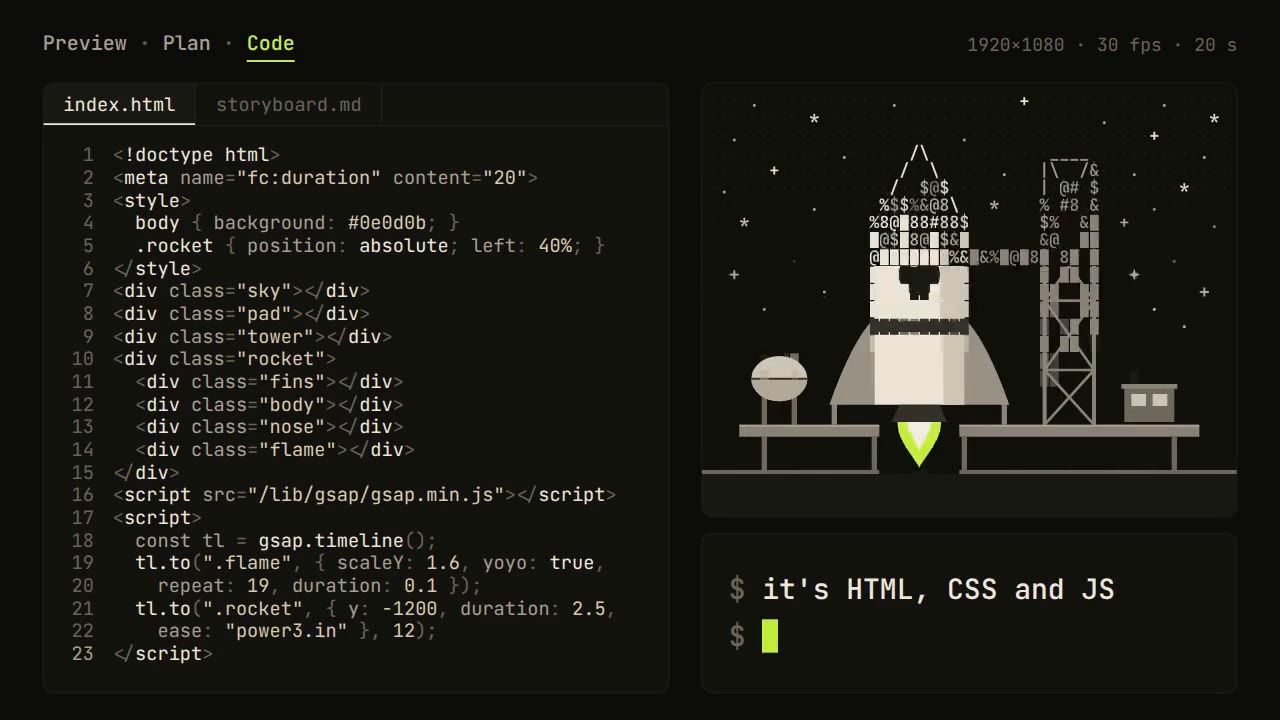 It's a web page you own: a ascii and code film made with FrameCall